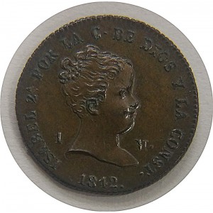 Isabel II  1 Maravedí 1842 Segovia Sin Circular