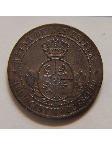 Isabel 2ª Medio Céntimo de Escudo Jubia 1868 S/C