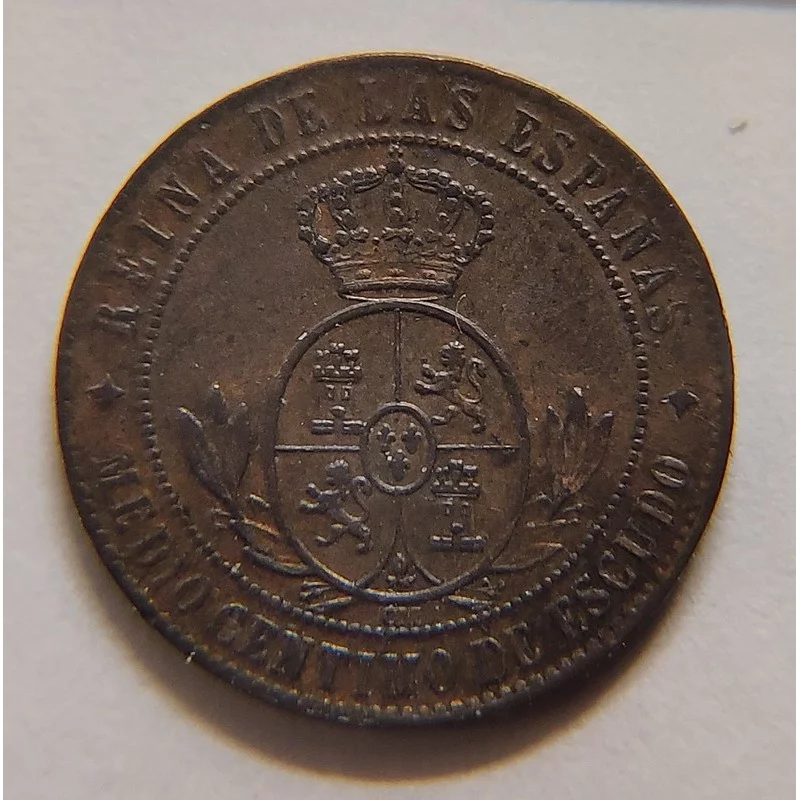 Isabel 2ª Medio Céntimo de Escudo Jubia 1868 S/C