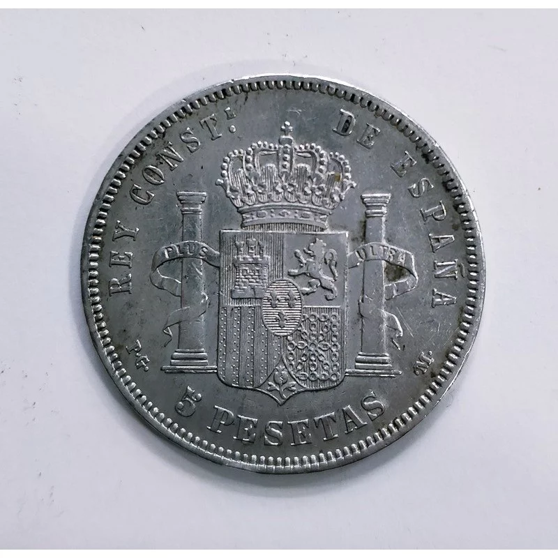Alfonso XIII 5 Pesetas 1892  *18*92 PGM en  EBC Pátina