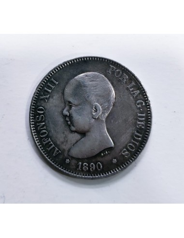 5 Pesetas Alfonso XIII 1890 *90 PG M  S/C