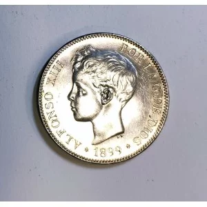 Alfonso XIII  5 Pesetas 1899 SG V S/C