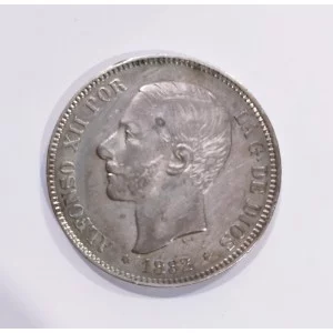 Alfonso XII 5 Pesetas 1882 18*82 MS M   EBC++