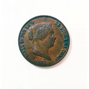 Isabel II 25 Cts de Real Cuartillo de Segovia del 1857 EBC+