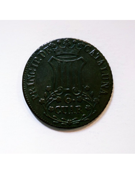 Isabel II  6 Quartos Cataluña 1838  EBC+