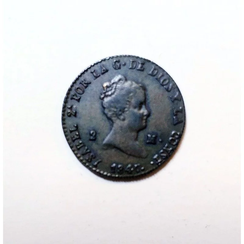 Isabel II 2 maravedies Segovia 1847 S/C