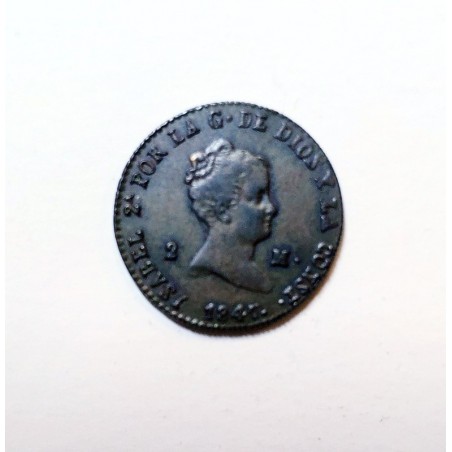 Isabel II 2 maravedies Segovia 1847 S/C