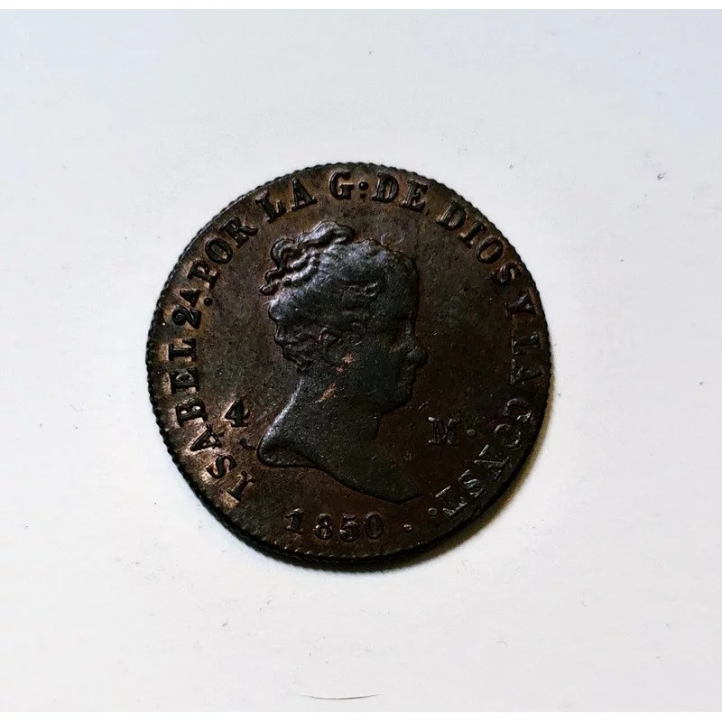Isabel II  4 maravedies de 1850 de Jubia S/C