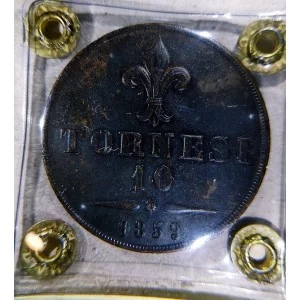 10 Tornesi Reino de Sicilia. Francesco II de Borbon 1859 ceca Napoles. CERTIFICADA  EBC/SC