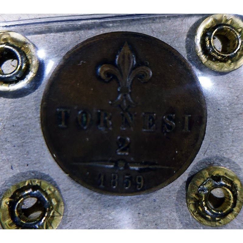 2 Tornesi Reino de Sicilia. Franciscuso II de Borbon 1859 ceca Napoles. CERTIFICADA  EBC