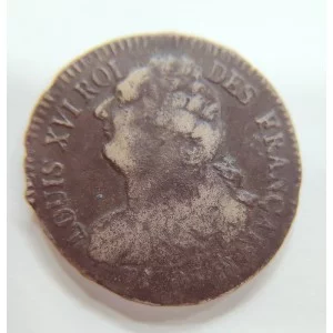 Francia Luis XVI  2 sols 1793 Strasburgo Km 612