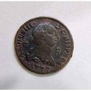 Carlos III 2 maravedis 1777 de Segovia Variante 