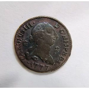 Carlos III 2 maravedis 1777 de Segovia Variante 
