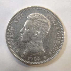 1 Peseta 1904 *04 variante 0 partido Alfonso XIII