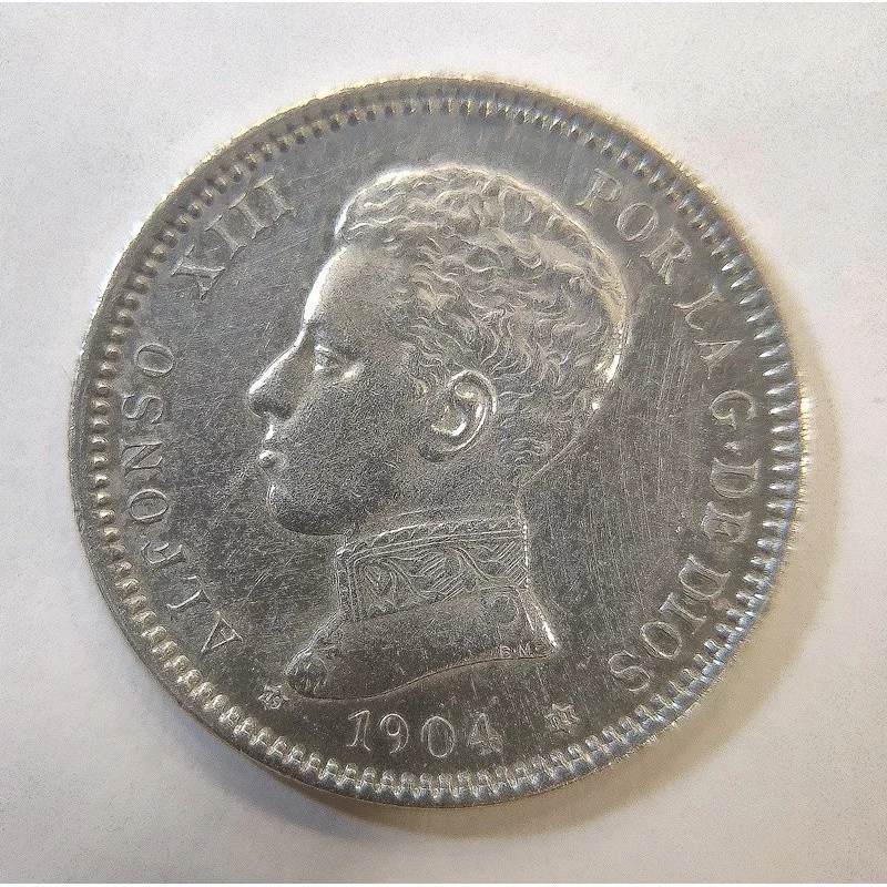 1 Peseta 1904 *04 variante 0 partido Alfonso XIII