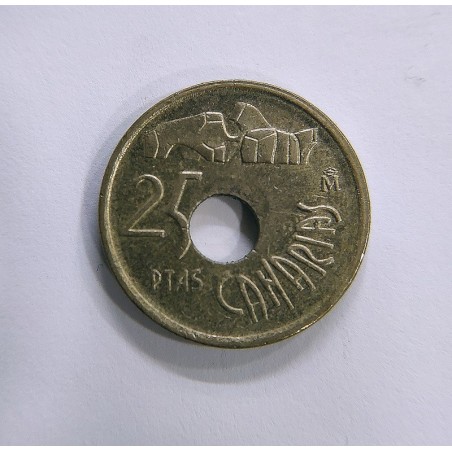 Variante 25 pesetas 1994 Canarias agujero desplazado
