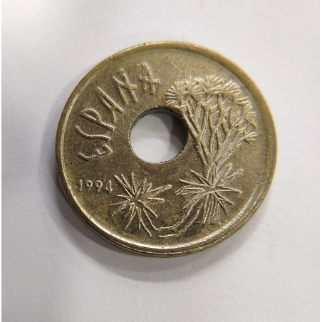 Variante 25 pesetas 1994 Canarias agujero desplazado
