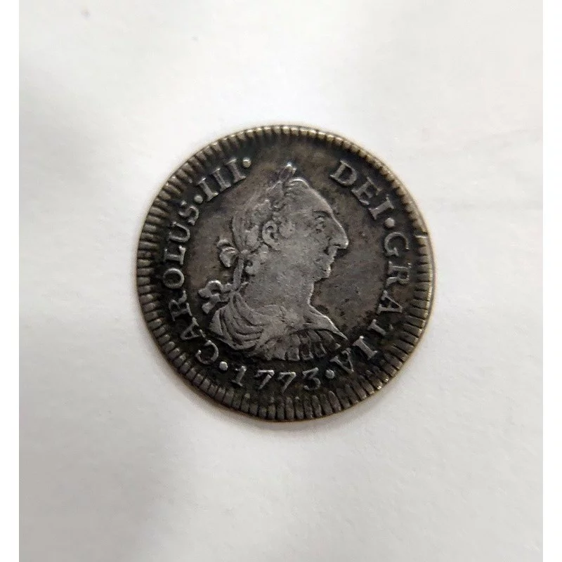 Carlos III Variante 1/2 Real Mejico 1773 FM  Variante FM y ceca M  invertida