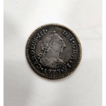 Carlos III Variante 1/2 Real Mejico 1773 FM  Variante FM y ceca M  invertida