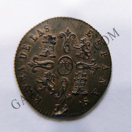 VARIANTE Isabel II 4 Maravedís Jubia 1847 Sin Circular y acuñacion con error VARIANTE Isabel II 4 Maravedís Jubia 1847 Sin Circular y acuñacion con error