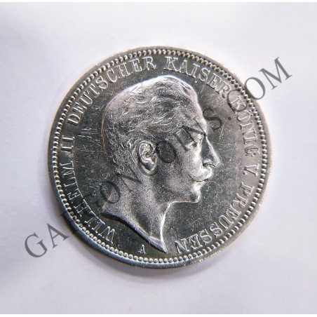 Prusia 3 Marcos 1910 A Wllheml  II  S/C
