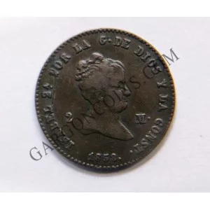 Isabel II  2 maravedis 1858 Barcelona MBC+