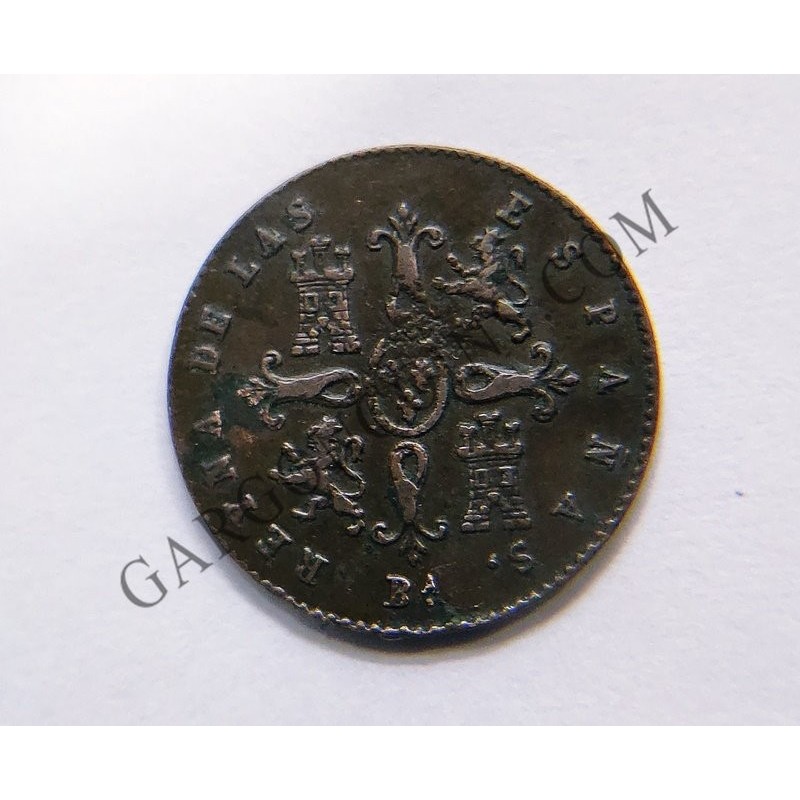 Isabel II  2 maravedis 1858 Barcelona MBC+