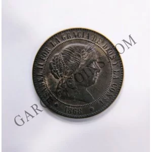 Isabel II 2 1/2 Centimos de Escudo Barcelona 1868 EBC+