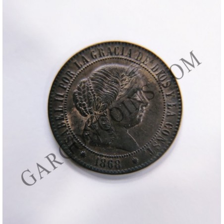 Isabel II 2 1/2 Centimos de Escudo Barcelona 1868 EBC+