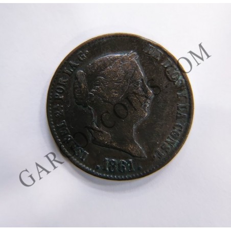 Isabel 2ª 25 Céntimos de Real 1861 Segovia Cuartillo