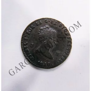 Isabel II 2 maravedis 1840 Segovia en EBC