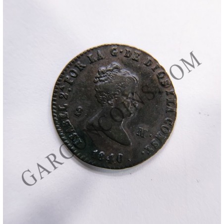 Isabel II 2 maravedis 1840 Segovia en EBC