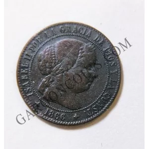 medio  céntimo de escudo de Isabel II de 1866 Jubia