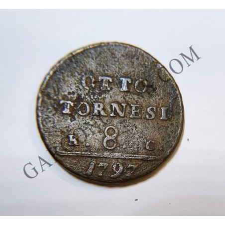 Italia Reino de Napoles Ferdinand IV 8 Tornesi 1797 Italia Reino de Napoles Ferdinand IV 8 Tornesi 1797