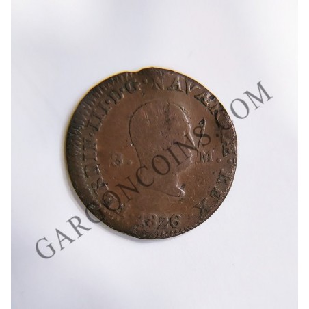 Fernando VII 3 maravedis de Pamplona de 1826
