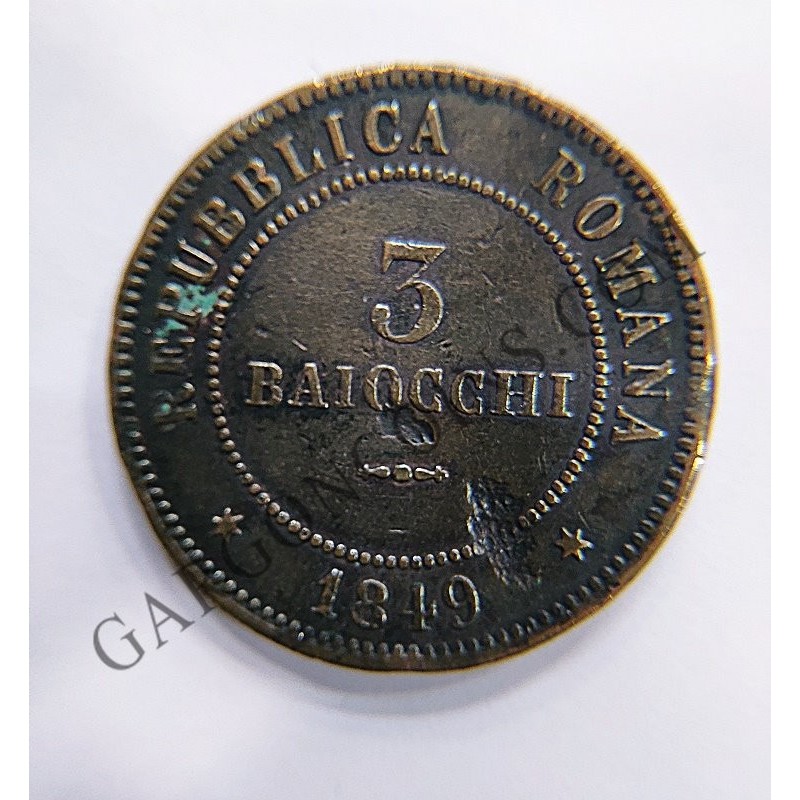 Republica Romana 1849 3 Baiocchi MBC