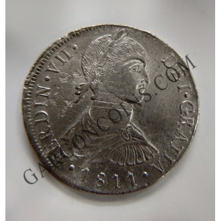 Fernando VII  8 Reales Lima Busto Indígena 1811  J P en EBC+
