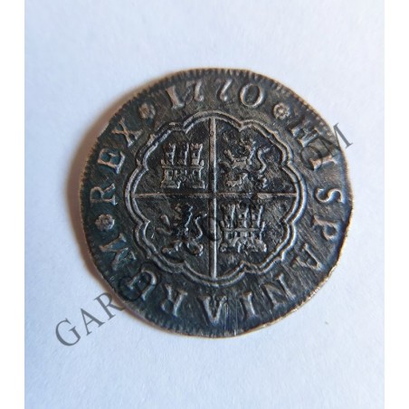 Carlos III 2 Reales sevilla CF 1770 Perdida por oxidación marina del  Peso a  3.86 gr Carlos III 2 Reales sevilla CF 1770 Perdida por oxidación marina del  Peso a  3.86 gr