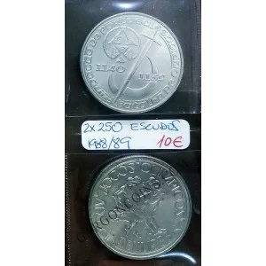 250 Escudos Portugal 1988 y 1989 S/C