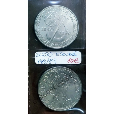 250 Escudos Portugal 1988 y 1989 S/C