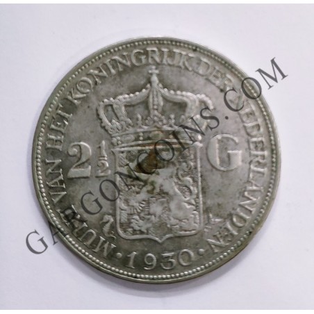 Paises Bajos Holanda 1930 2 1/2 Goulden Wilhelmina Plata