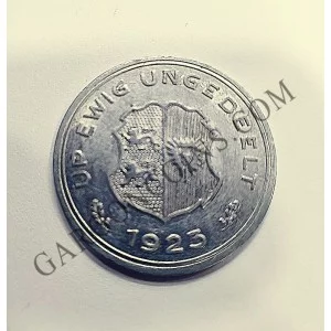 German states  Schleswig Holstein 10/100 Gutschrifistsmarke  EBC 1923 Aluminio