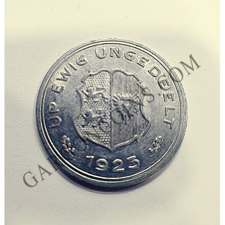 German states  Schleswig Holstein 10/100 Gutschrifistsmarke  EBC 1923 Aluminio