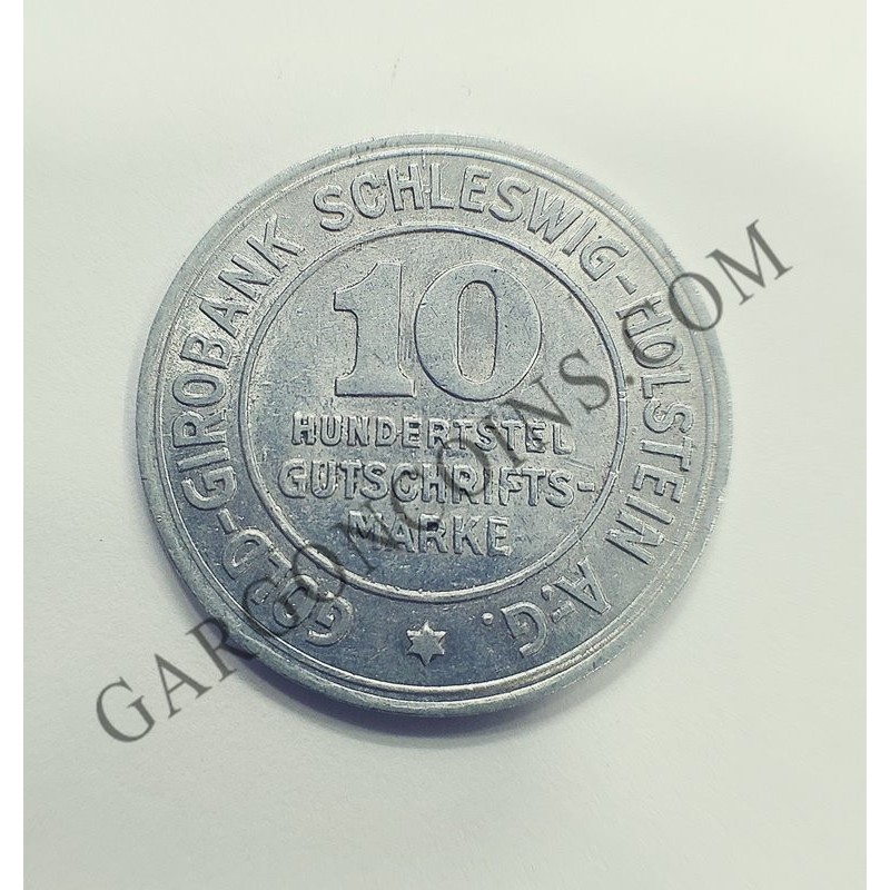 German states  Schleswig Holstein 10/100 Gutschrifistsmarke  EBC 1923 Aluminio