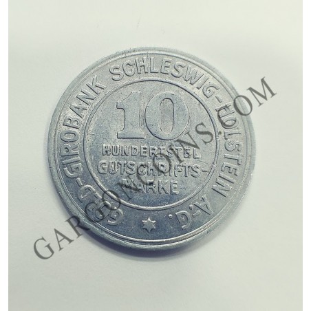German states  Schleswig Holstein 10/100 Gutschrifistsmarke  EBC 1923 Aluminio