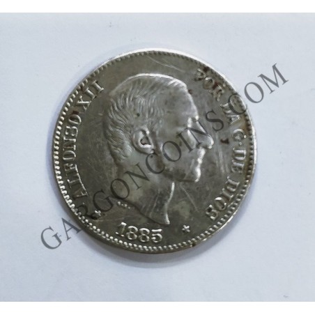 Alfonso XII 50  Centavos de Peso Manila 1885