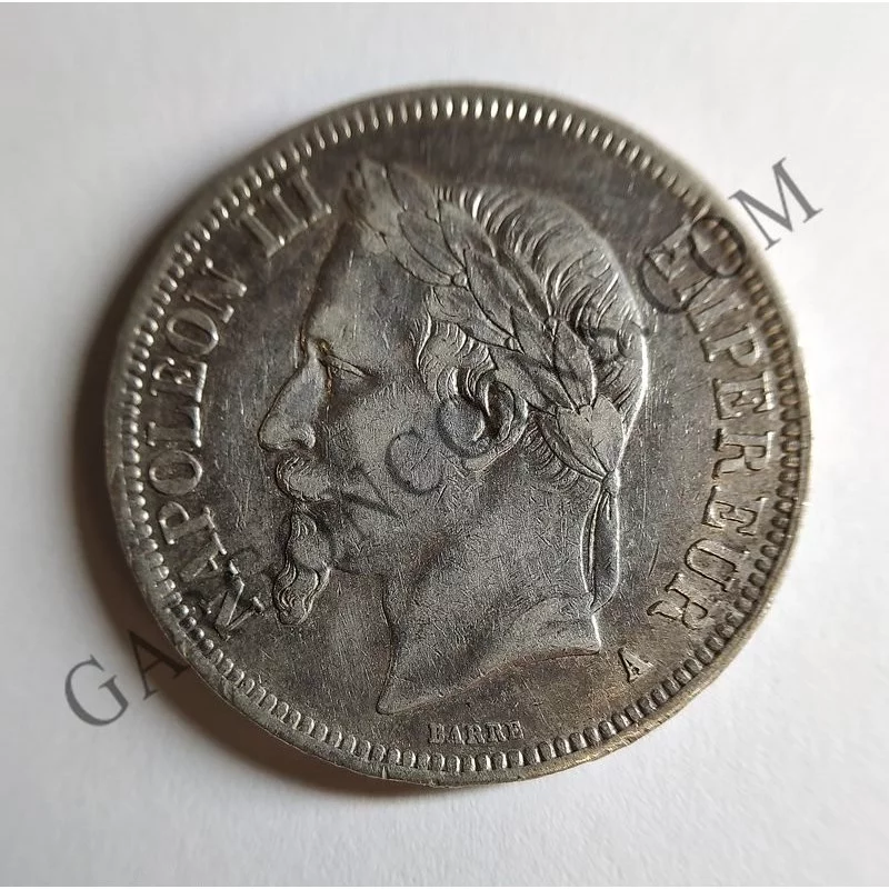 Francia 5 Francos 1867 Paris Segundo Imperio Napoleón III EBC