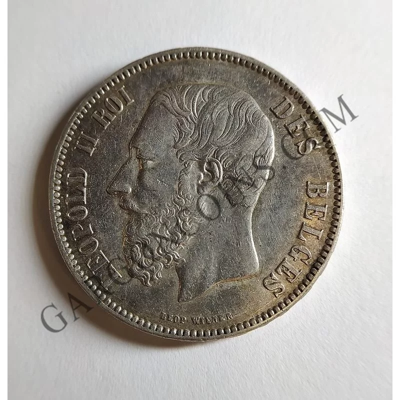 Belgica 5 Francos Leopoldo II 1870 Belgium Belgique EBC