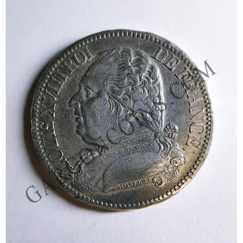 Rarísimos 5 Francos de Luis XVII 1814 de Bayone Busto Habillé EBC France piece de 5 francs