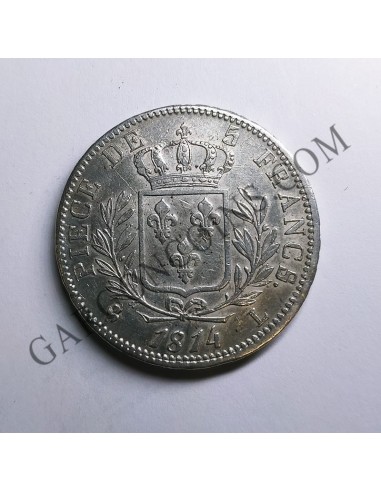 Rarísimos 5 Francos de Luis XVII 1814 de Bayone Busto Habillé EBC France piece de 5 francs